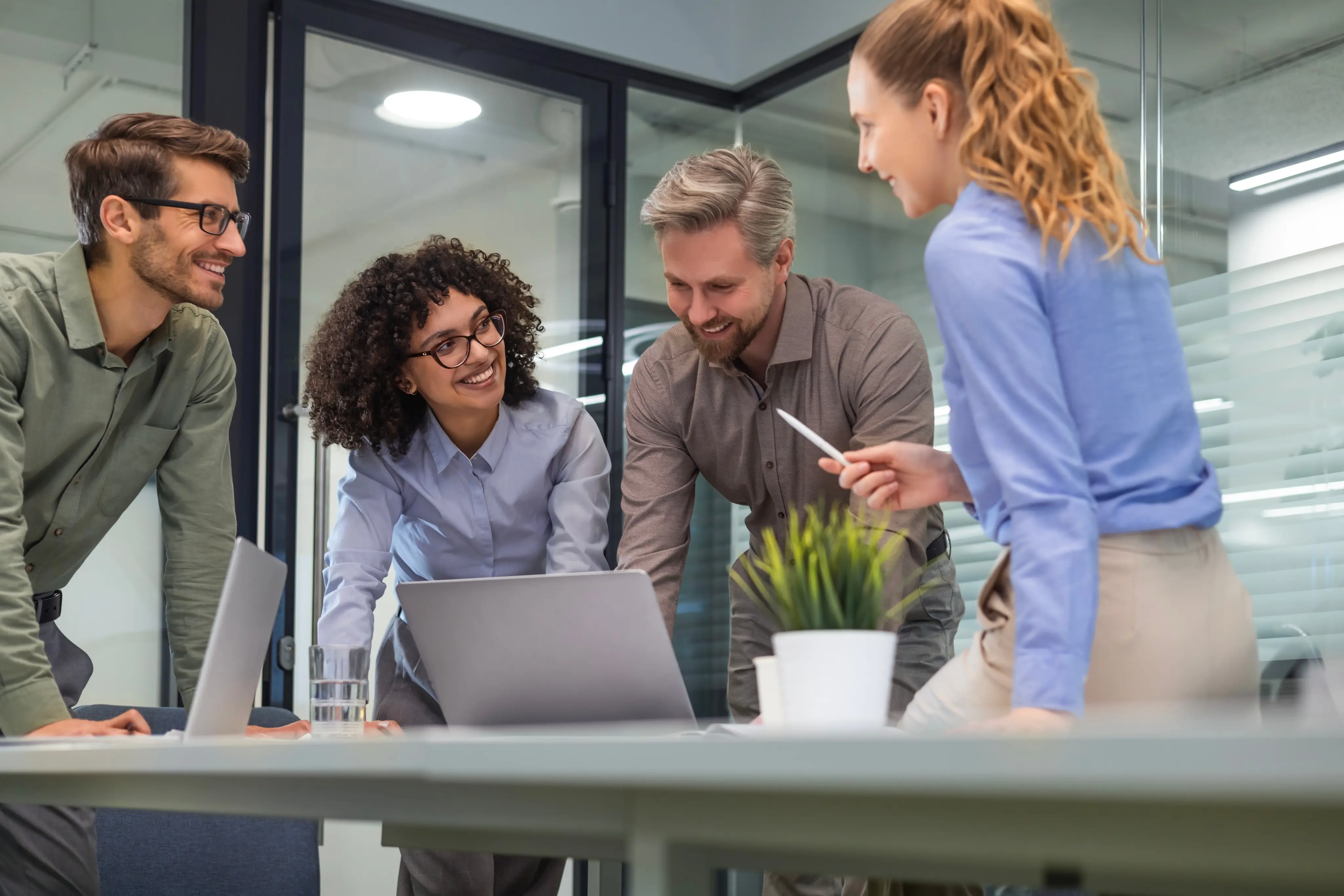 Team meeting ensuring visibility